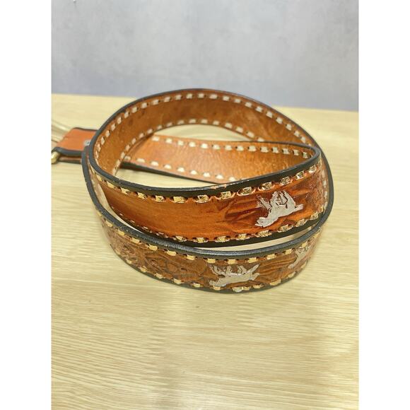 Vintage Western Buckle Horse Stallions Design Leather Belt & Solid Brass Size 40 - Picture 6 of 11